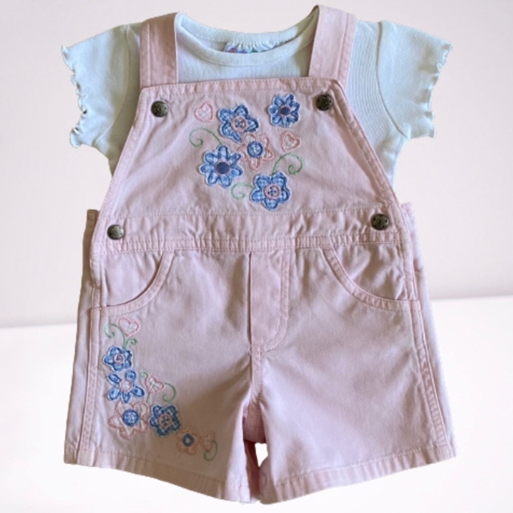 miniwear Baby Girls 2-Piece Pink Overalls Set​​​​​​​​​​​​​​​​​​​​​​​​​​​​​